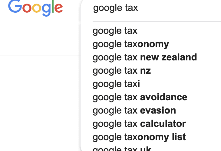 Google Tax search, search results for tax, Google Tax