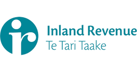 Inland Revenue logo - in green and white. The left of the logo has a green circle, with a lower case "r" appearing inside it. "Inland Revenue" sits to its right, and is written in bold lower case apart from the I and the R. "Te Tari Taake" is written below in the same format, but not in bold.